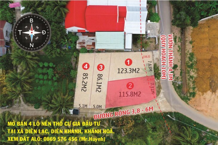 BÁN ĐẤT NỀN XÃ DIÊN LẠC, DIÊN KHÁNH, KHÁNH HOÀ