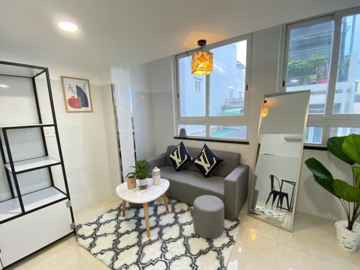 căn hộ full nội thất cao cấp, thoáng, thuận tiện di chuyển, an ninh tốt, ra vào vân tay, giờ giấc