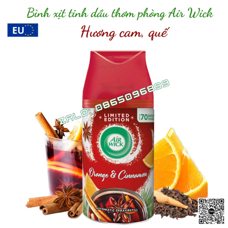 BÌNH XỊT TINH DẦU THIÊN NHIÊN AIR WICK 250ml NHẬP KHẨU CHÂU ÂU, THƠM PHÒNG, HỖ TRỢ KHỬ MÙI