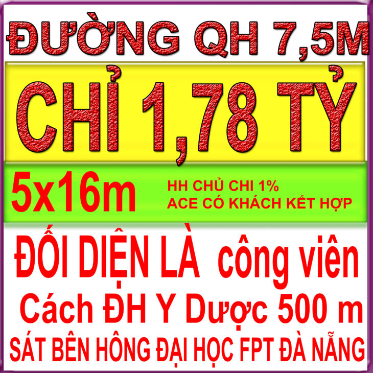 ???? CHỈ 1.78 tỷ sở hữu ngay (5x16m) ???? SÁT ĐẠI HỌC FPT ĐÀ NẴNG
