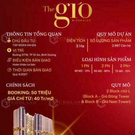 Nhận booking The Gió Riverside của An Gia chỉ 50 triệu/suất canh Metro Suối Tiên chỉ 40tr/m2
