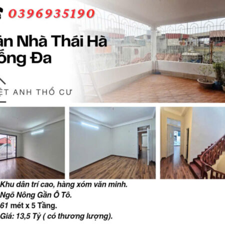 Bán nhà Phố Thái Hà, Gần Mặt Phố, Vừa Ở Vừa Cho Thuê, 61mx5T, Giá: 13.5 Tỷ, Lh: 0396935190.