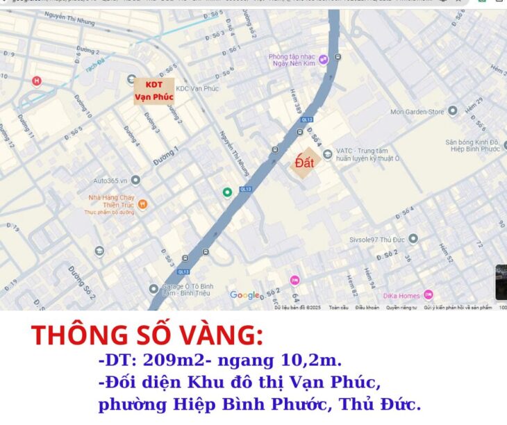 Đất Mặt Tiền Đường Số 12m Ở P.Hiệp Bình Phước, Thủ Đức, DT 209m2; Ngang 10m, GIÁ 11 TỶ TL.