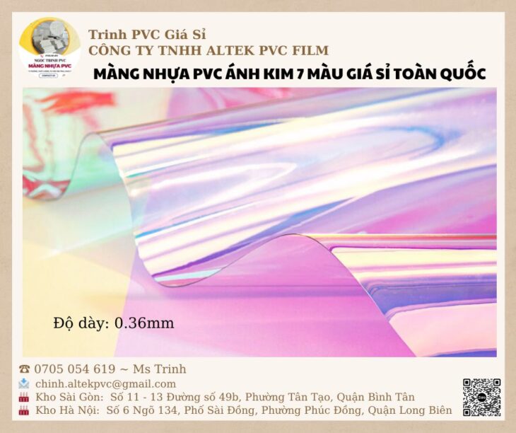 Nhựa PVC ánh kim 7 màu may balo, túi xách, quà tặng