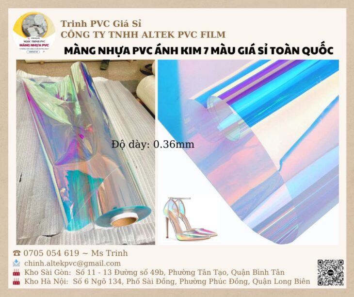 Nhựa PVC ánh kim 7 màu may balo, túi xách, quà tặng