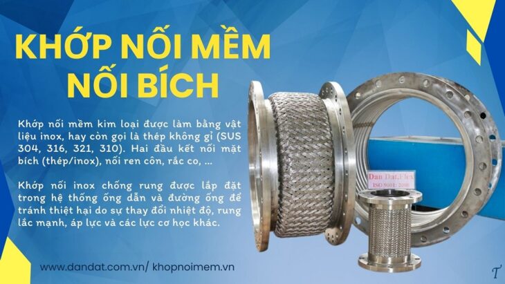 Khớp nối mềm kim loại, khớp nối inox chịu nhiệt,khớp nối mềm giảm chấn, khớp nối mềm nối bích
