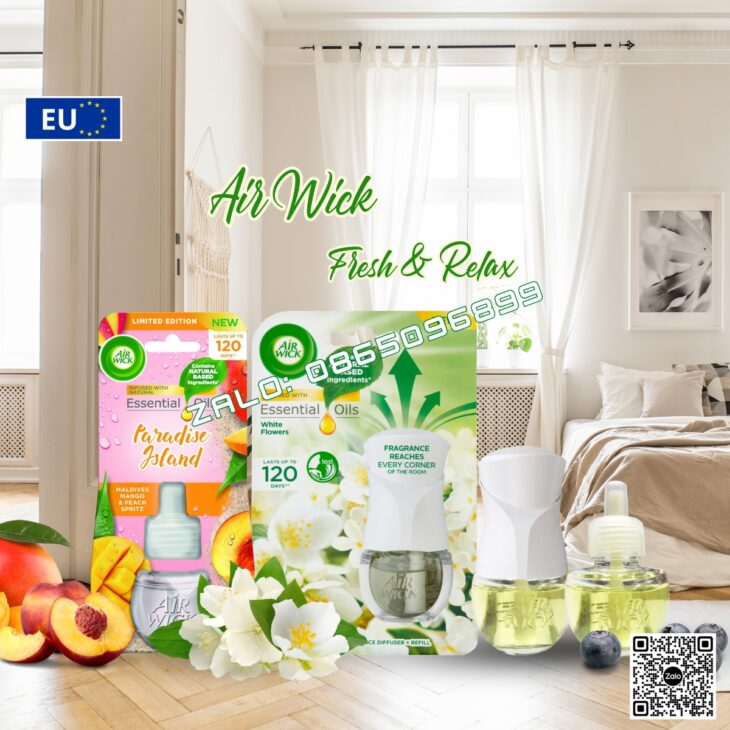 LỌ TINH DẦU THƠM PHÒNG AIR WICK 19ML, TINH DẦU THIÊN NHÊN, HỖ TRỢ KHỬ MÙI, NHẬP KHẨU CHÂU ÂU