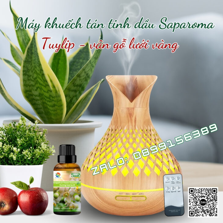 MÁY PHUN SƯƠNG KHUẾCH TÁN TINH DẦU SAPAROMA, LED 7 MÀU, THƠM PHÒNG, XUA ĐUỔI MUỖI, CÔN TRÙNG