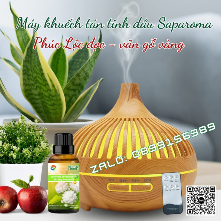 MÁY PHUN SƯƠNG KHUẾCH TÁN TINH DẦU SAPAROMA, LED 7 MÀU, THƠM PHÒNG, XUA ĐUỔI MUỖI, CÔN TRÙNG