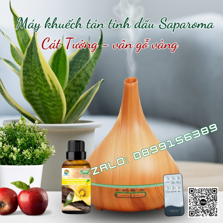 MÁY PHUN SƯƠNG KHUẾCH TÁN TINH DẦU SAPAROMA, LED 7 MÀU, THƠM PHÒNG, XUA ĐUỔI MUỖI, CÔN TRÙNG