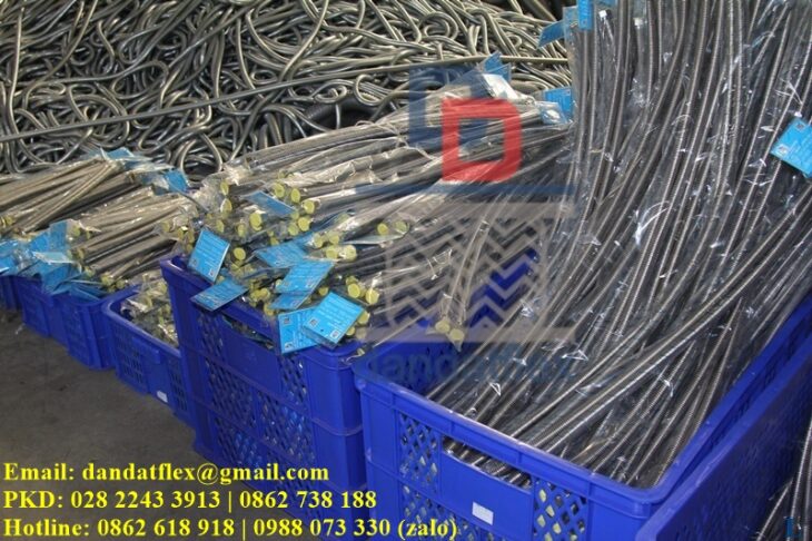 Dây cấp nước nóng lạnh inox phi 21, ống mềm inox chịu nhiệt, Dây dẫn nước inox 304