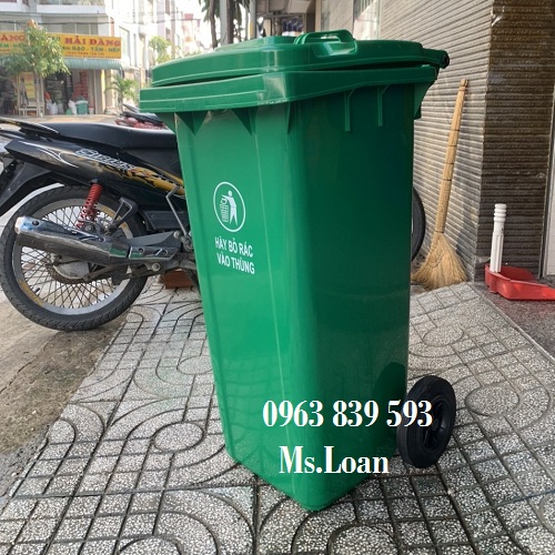 Thùng rác 120lit nhựa HDPE, thùng rác công cộng nắp kín có bánh xe / 0963 839 593 Ms.Loan