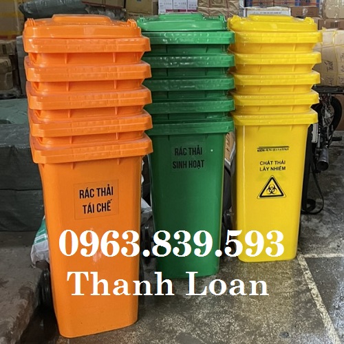 Thùng rác 120lit nhựa HDPE, thùng rác công cộng nắp kín có bánh xe / 0963 839 593 Ms.Loan