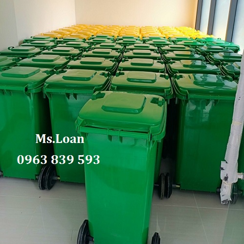 Thùng rác 120lit nhựa HDPE, thùng rác công cộng nắp kín có bánh xe / 0963 839 593 Ms.Loan