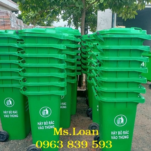 Thùng rác 120lit nhựa HDPE, thùng rác công cộng nắp kín có bánh xe / 0963 839 593 Ms.Loan