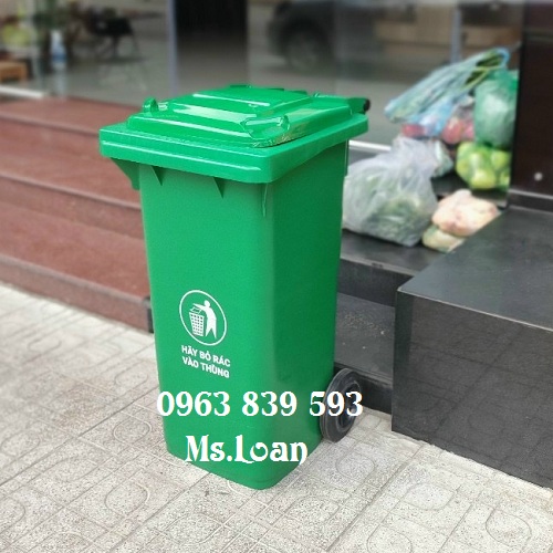 Thùng rác 120lit nhựa HDPE, thùng rác công cộng nắp kín có bánh xe / 0963 839 593 Ms.Loan