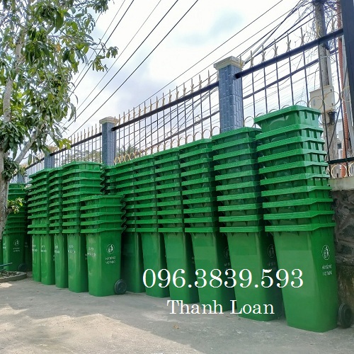 Thùng rác 120lit nhựa HDPE, thùng rác công cộng nắp kín có bánh xe / 0963 839 593 Ms.Loan