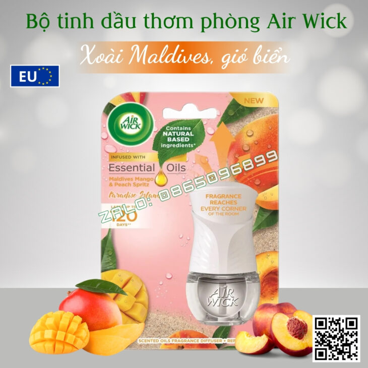 BỘ TINH DẦU CẮM ĐIỆN AIR WICK 19ML NHẬP KHẨU CHÂU ÂU, KHUẾCH TÁN TỰ ĐỘNG, HỖ TRỢ KHỬ MÙI THƠM PHÒNG