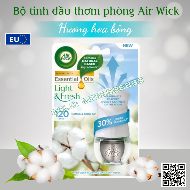 BỘ TINH DẦU CẮM ĐIỆN AIR WICK 19ML NHẬP KHẨU CHÂU ÂU, KHUẾCH TÁN TỰ ĐỘNG, HỖ TRỢ KHỬ MÙI THƠM PHÒNG