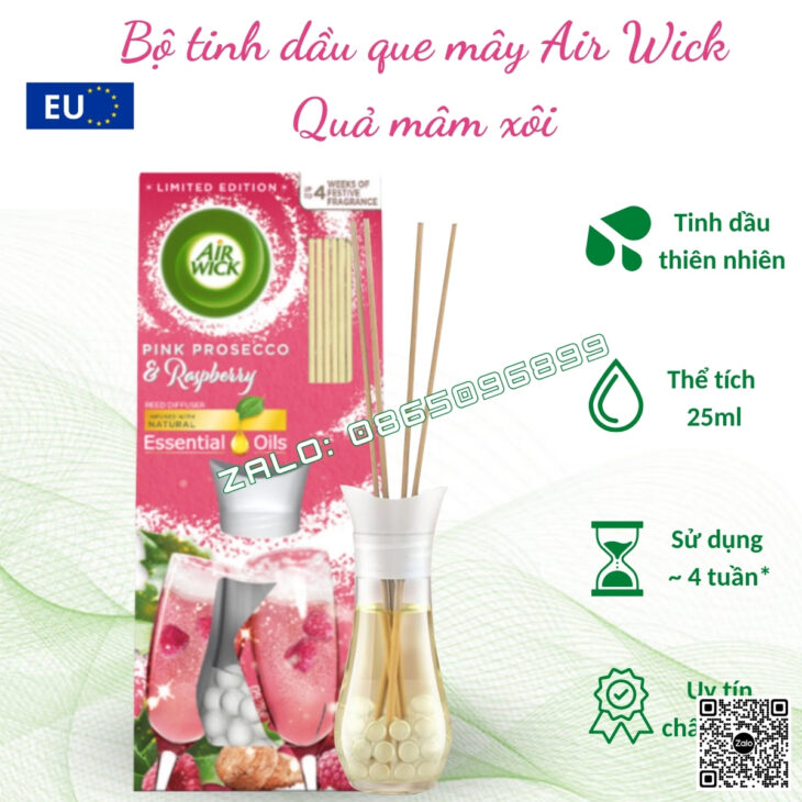 BỘ KHUẾCH TÁN TINH DẦU QUE MÂY AIR WICK 25ml, CHÍNH HÃNG CHÂU ÂU, THƠM PHÒNG, HỖ TRỢ KHỬ MÙI