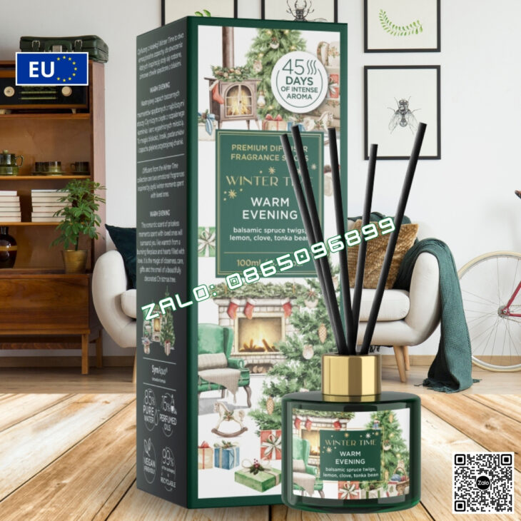 BỘ TINH DẦU QUE MÂY CAO CẤP BARTEK 100ml, TINH DẦU THIÊN NHIÊN, THƠM PHÒNG, KHỬ MÙI, CHÍNH HÃNG EU