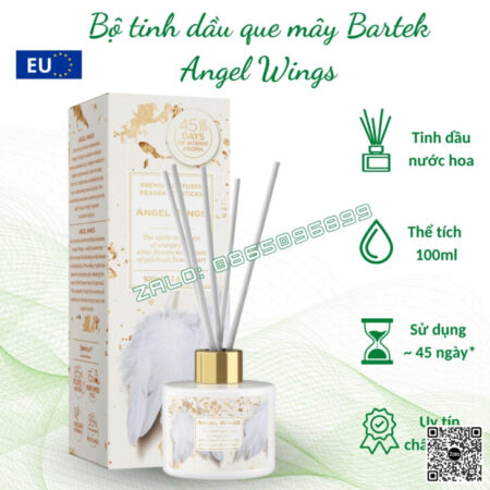 BỘ TINH DẦU KHUẾCH TÁN QUE MÂY BARTEK 100ml, TINH DẦU THIÊN NHIÊN, THƠM PHÒNG, KHỬ MÙI, CHÍNH HÃNG