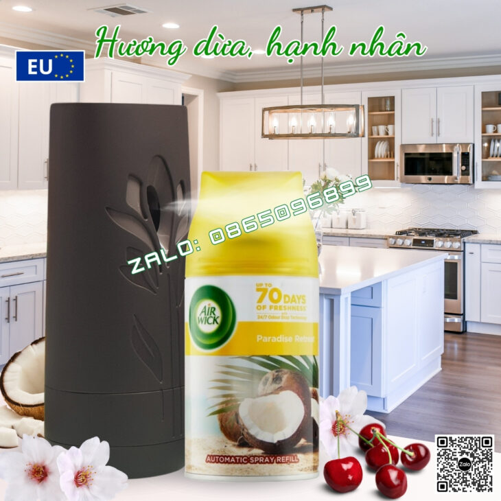 MÁY XỊT TINH DẦU TỰ ĐỘNG AIR WICK 250ML, TINH DẦU THIÊN NHÊN, HỖ TRỢ KHỬ MÙI, NHẬP KHẨU CHÂU ÂU