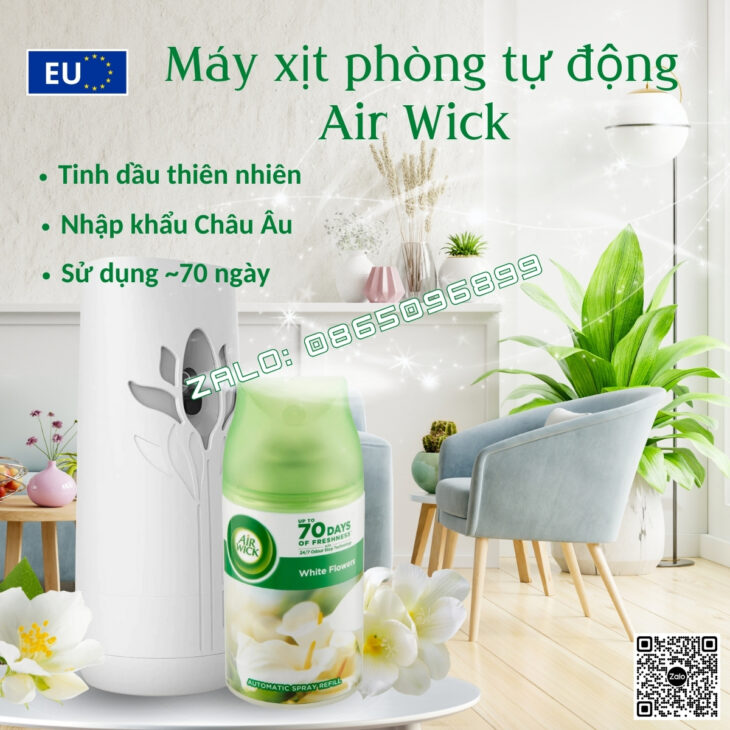 MÁY XỊT TINH DẦU TỰ ĐỘNG AIR WICK 250ML, TINH DẦU THIÊN NHÊN, HỖ TRỢ KHỬ MÙI, NHẬP KHẨU CHÂU ÂU