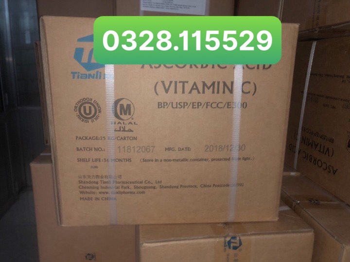 Vitamin C nguyên liệu, Ascorbic Acid 99%, tăng sức đề kháng, giảm stress, thú y, thuỷ sản