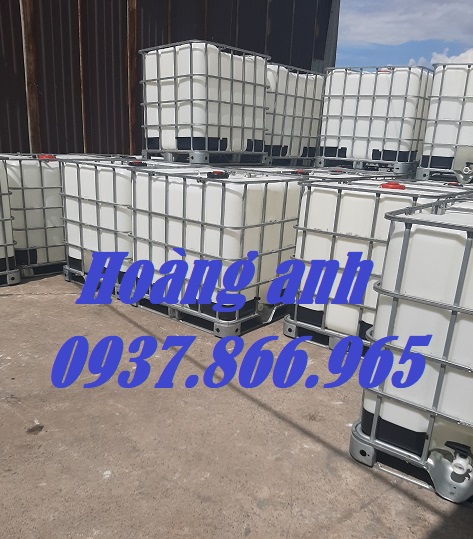 Tank IBC, tank nhựa 1000l cũ đã qua sử dụng, tank nhựa đựng dung dịch lỏng, bồn IBC cũ tại Hà Nội