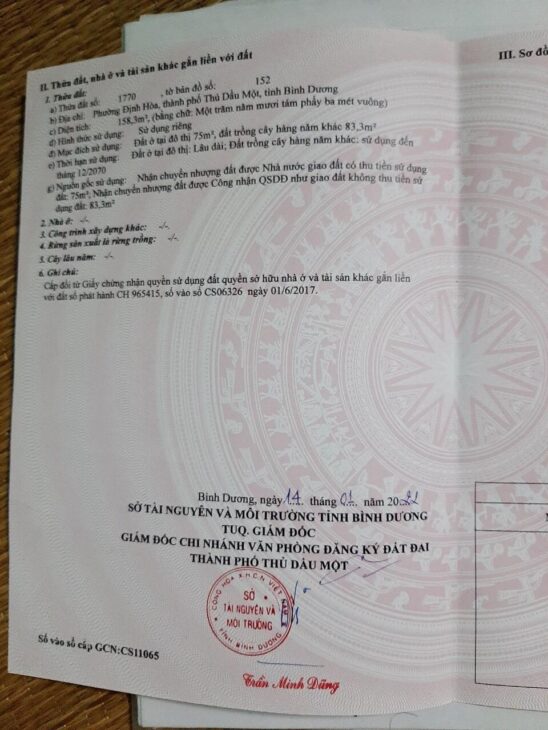 Chính Chủ Bán Đất Định Hòa 070, Thủ Dầu Một – 158.3m², Thổ Cư 75m², Giá 2.8 Tỷ