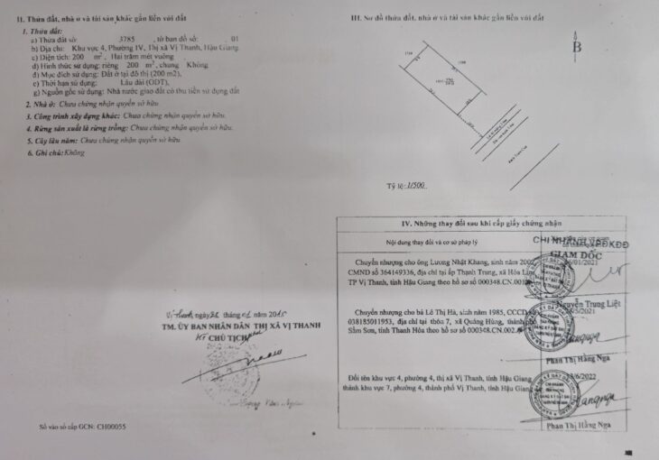 CẦN BÁN ĐẤT NỀN TẠI TP VỊ THANH (CÓ 410m2 THỔ CƯ) GIÁ 1,2 TỶ
