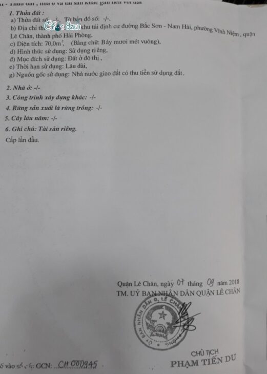 Bán đất phân lô Vĩnh Niệm – tuyến 3 Bùi Viện, 70m, đường 12m, Giá 60 tr/m rẻ nhất