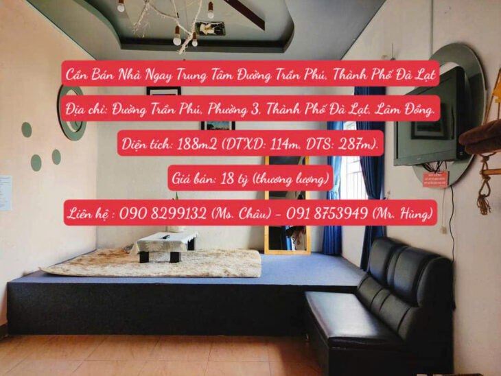 Cần Bán Nhà Ngay Trung Tâm Đường Trần Phú, Thành Phố Đà Lạt