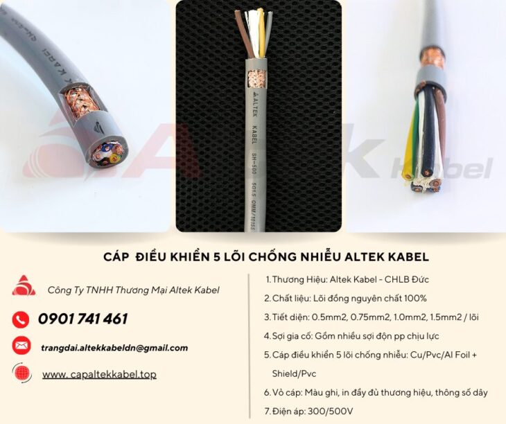 Cáp Điều Khiển Chống Nhiễu 5 Lõi Altek Kabel: Nhập khẩu và phân phối giá sỉ