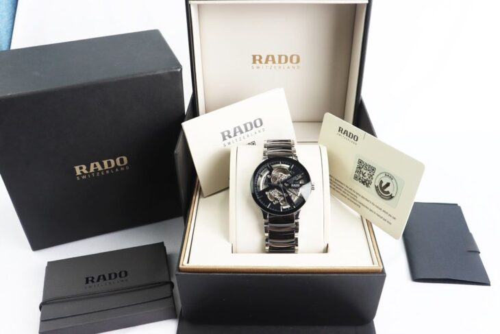 ĐH Nam : Rado Centrix R30178152 Automatic, đá Ceramic đen, Size 38mm Fullbox, Date 12/2023