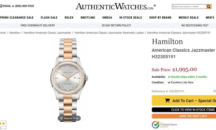 ĐH Nữ : Hamilton Jazzmaster Viewmatic – Demi Vàng Hồng, Tự Đông, Size 34mm…