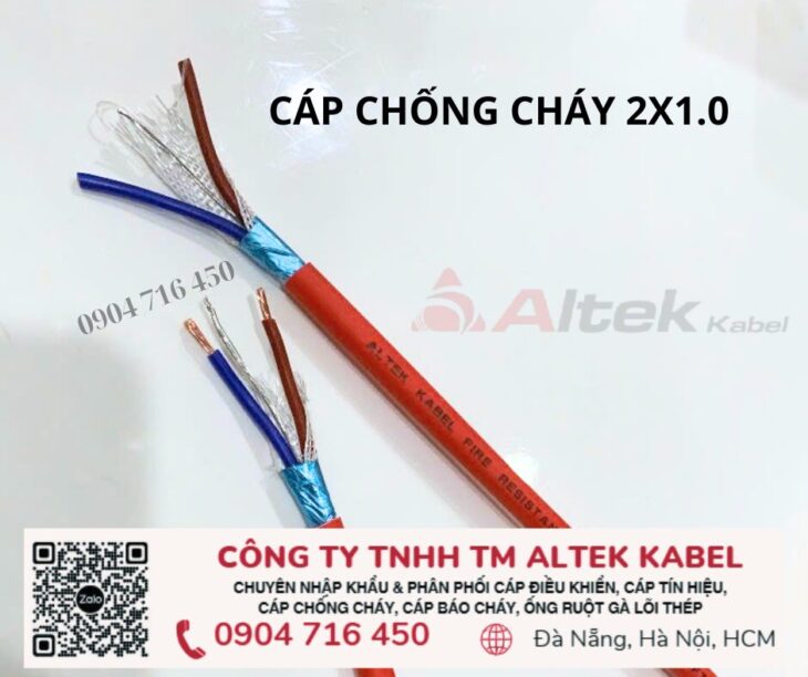 Cáp chống cháy 2×1.0 CV/FR Altek Kabel Đà Nẵng, Hà Nội. HCM