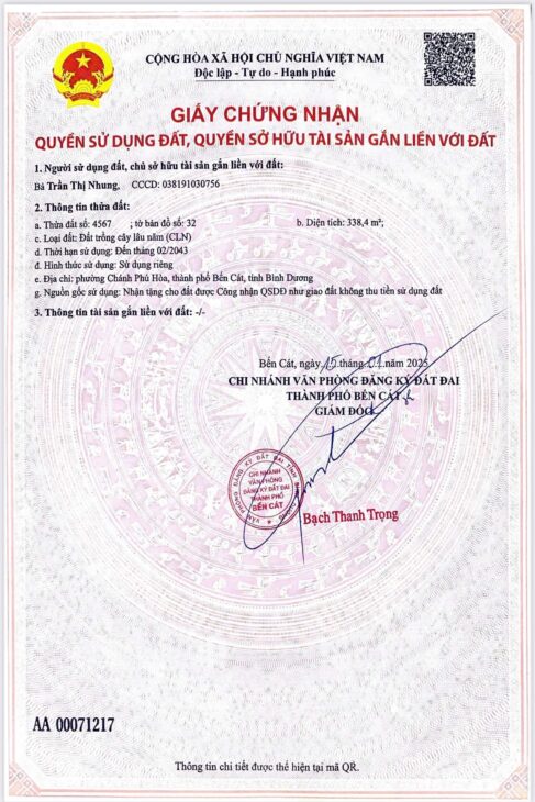 Bán đất Bình Dương, giá rẻ gần trường Đại học Việt Đức, chỉ 1,255 tỷ/339m2