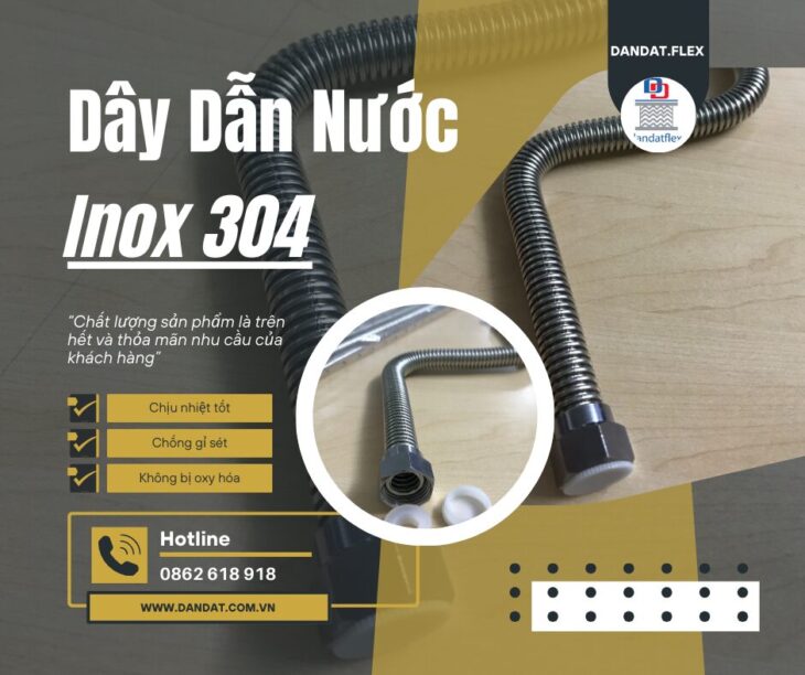 Dây Dẫn Nước Inox Chịu Nhiệt, Dây Cấp Nước Inox 304, Dây Cấp Nước Bình Nóng Lạnh, Ống Mềm Dẫn Nước