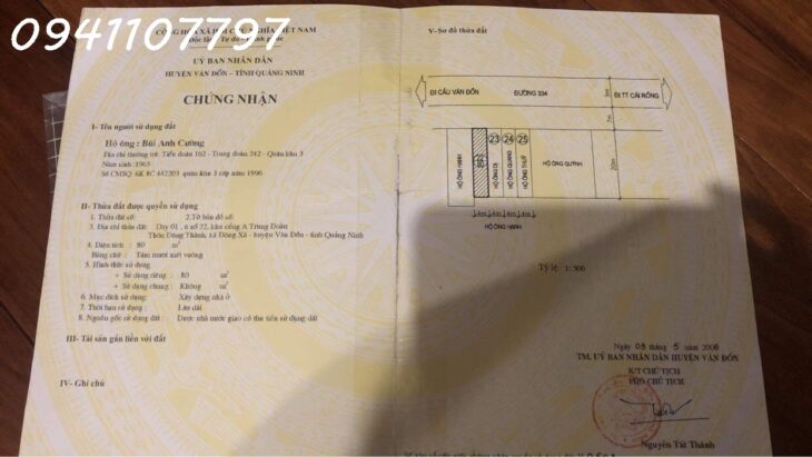 Bán Đất Vân Đồn 80m² – Full Thổ Cư – Mặt Đường 334 – Gần KĐT Phương Đông – Giá 2.4 Tỷ