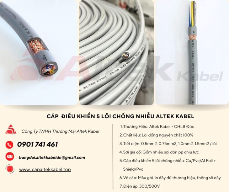 Cáp Điều Khiển Chống Nhiễu 5 Lõi Altek Kabel: Nhập khẩu và phân phối giá sỉ