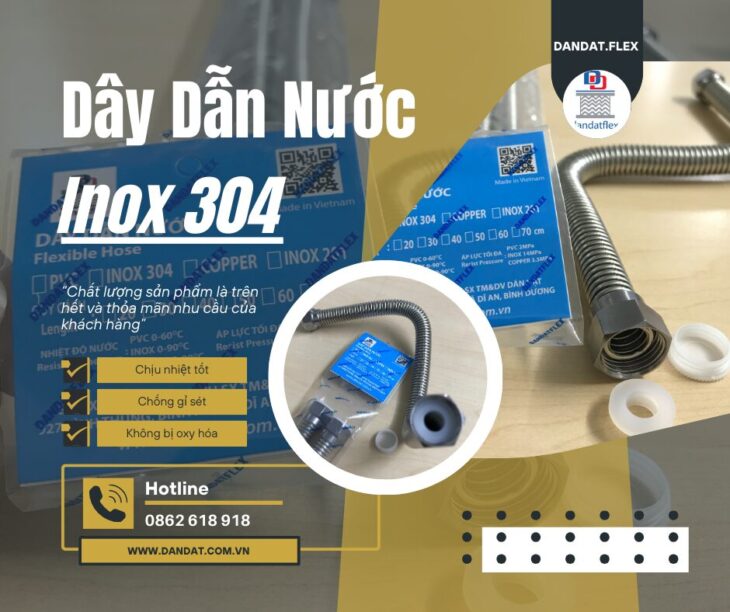 Dây Dẫn Nước Inox Chịu Nhiệt, Dây Cấp Nước Inox 304, Dây Cấp Nước Bình Nóng Lạnh, Ống Mềm Dẫn Nước