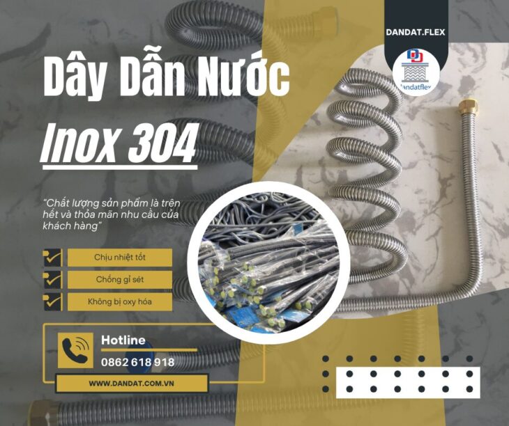 Dây Dẫn Nước Inox Chịu Nhiệt, Dây Cấp Nước Inox 304, Dây Cấp Nước Bình Nóng Lạnh, Ống Mềm Dẫn Nước