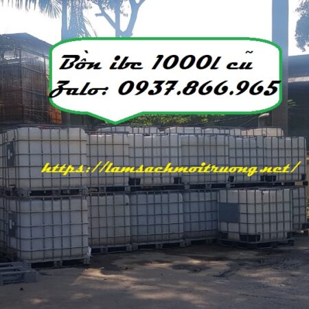 Thùng 1000l màu trắng, bồn chưa chất lỏng, tank ibc cũ 1000l độ mới 95%