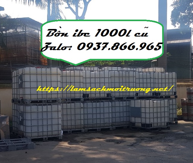 Thùng 1000l màu trắng, bồn chưa chất lỏng, tank ibc cũ 1000l độ mới 95%