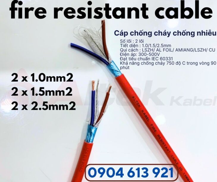 Cáp chống cháy chống nhiễu 2×1.5mm / 1 pair 16AWG Altek Kabel