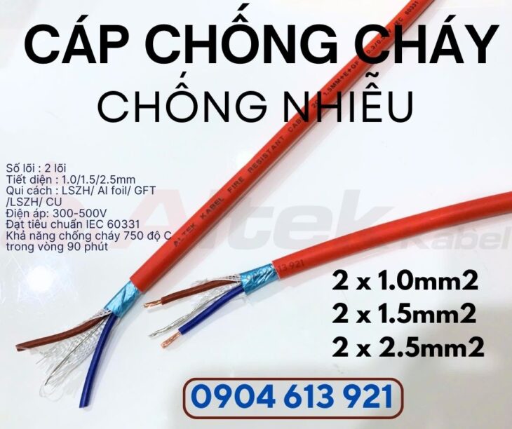 Cáp chống cháy chống nhiễu 2×1.5mm / 1 pair 16AWG Altek Kabel