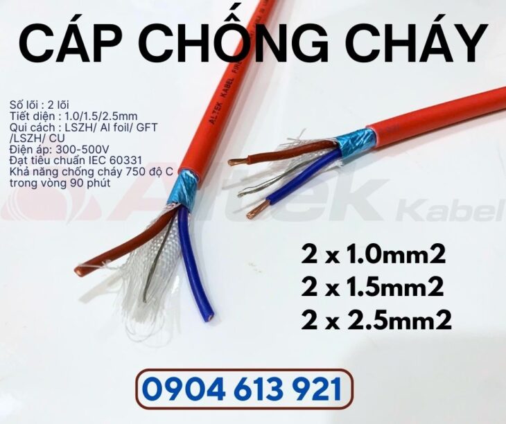 Cáp chống cháy chống nhiễu 2×1.5mm / 1 pair 16AWG Altek Kabel