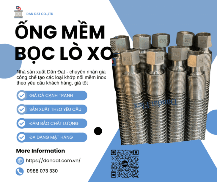 Khớp Nối Mềm Inox 2 Đầu – Khớp nối mềm inox lắp rắc co, Ống mềm inox rắc co ren